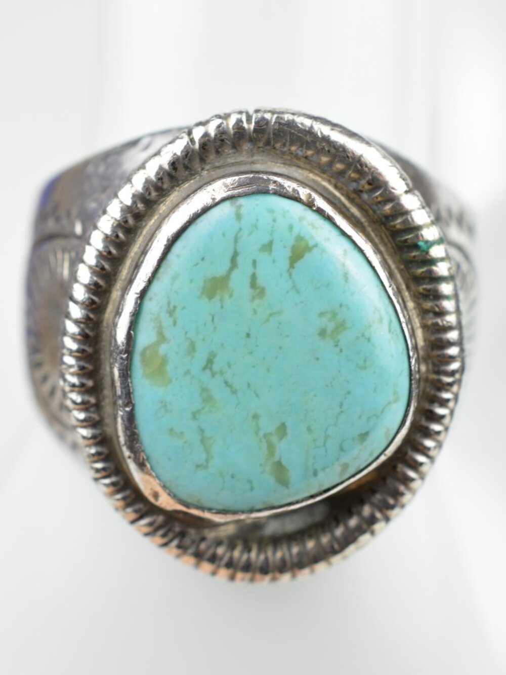 VTG Navajo Sterling Silver Turquoise Statement Ring Size 10.25 Heavy 13.7g 925